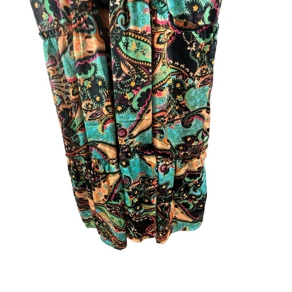 Paisley Multi Colored Midi V Neck Tie waist Dress - Picture 6 of 14